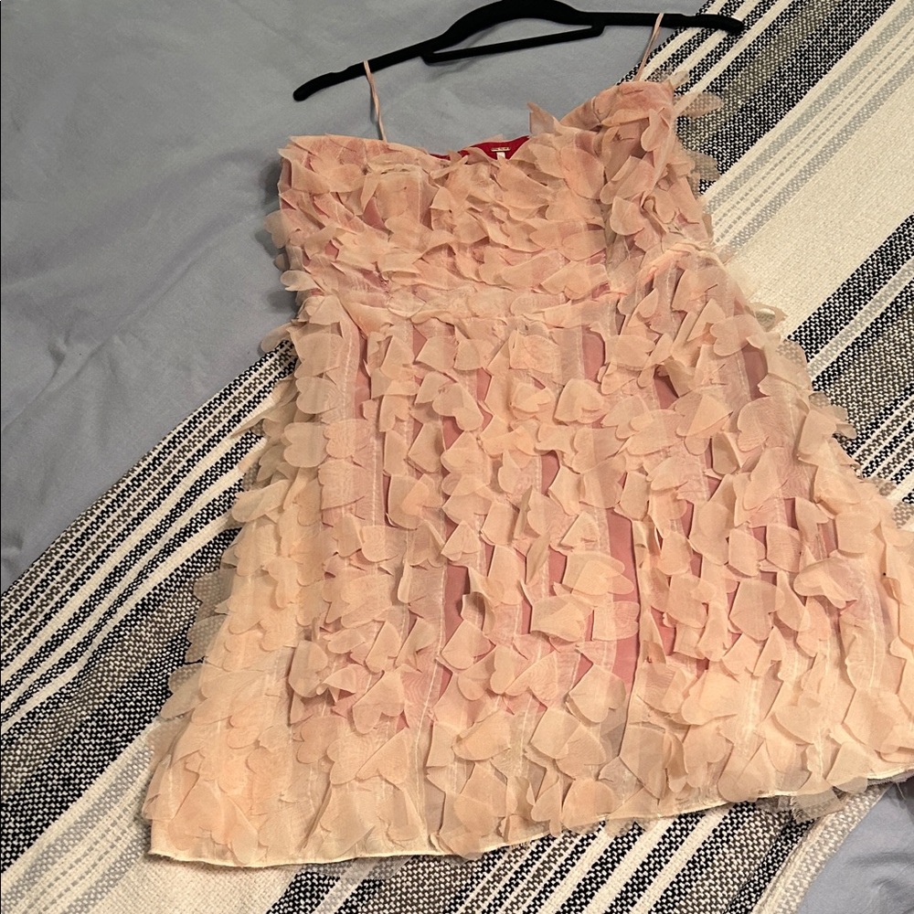 Free People Red and Peach Ruffled Top